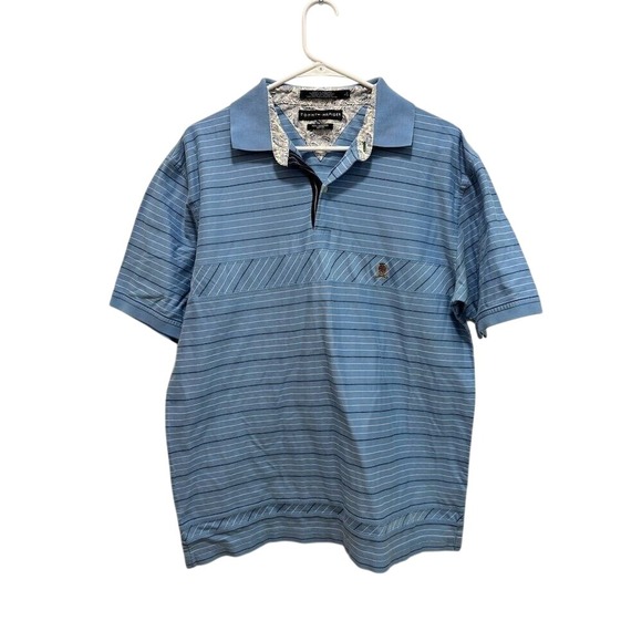 Tommy Hilfiger Other - Tommy Hilfiger Vintage Polo Shirt Large Blue Striped Mercerized Cotton 90s Retro